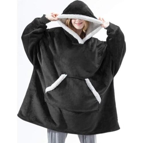 Soft Plaid Blanket Adult Winter Plush Fleece Wearable Hooded Blanket With Sleeves Warm Sherpa Weighted Flannel Blanket Hoodie