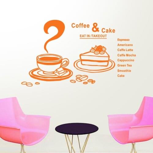 Coffee Shop Sticker Bean Milk tea Decal Cafe Cup Vinyl Art Wall Decals Decor Mural Decoration Break Coffee Glass Decals CA1010