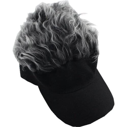 New Fashion Novelty Baseball Cap Fake Flair Hair Sun Visor Hats Mens Womens Toupee Wig Funny Hair Loss Cool Gifts
