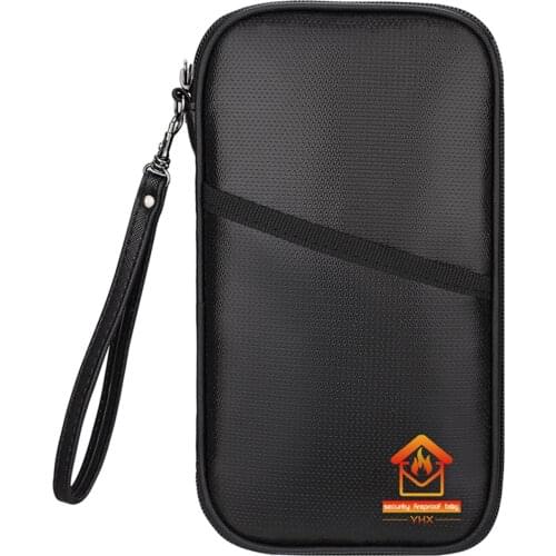 Fireproof Document Bag Passport Holder Fireproof and Waterproof Bag Silicone Coated Fiberglass Safe Storage Pouch with Zipper