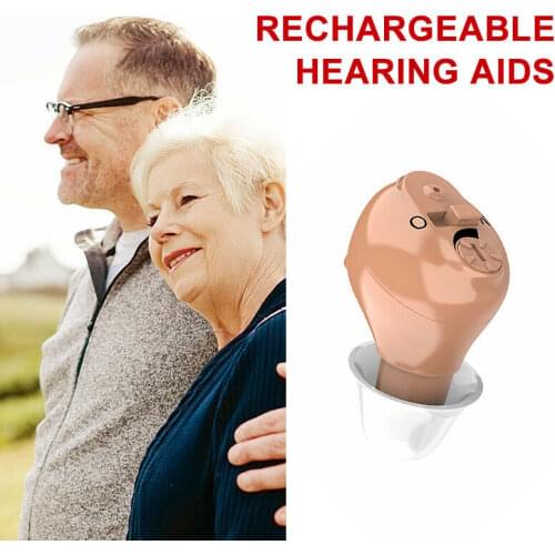 One Pair Rechargeable invisible CIC Digital Hearing Aids Sound Amplifier Device Multi-channel for The Elderly US Plug/EU Plug