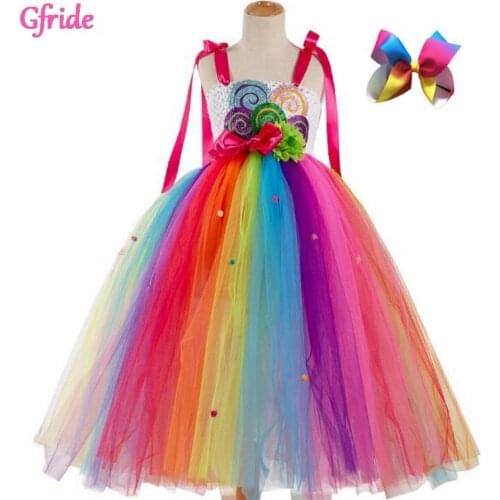 Princess Girls Candy Dress With Hairhoop Children Birthday Wedding Party Fancy Long Dresses Kis Frocks for 2-10 Years Girl