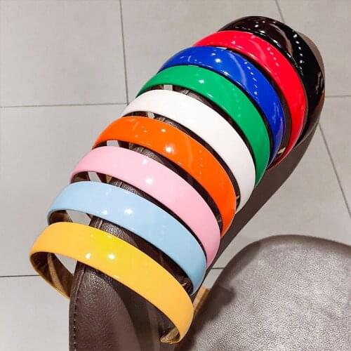 2021 New Fashion All-match Simple PU Shiny Leather Headband Material for Girs Women Hair Accessory Headdress