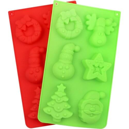 6 Hole Christmas Wreath Elk Silicone Cake Mold Handmade Soap Mold Rice Cake Jelly Mold