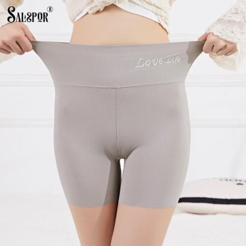SALSPOR High Waist Safety Short Pants Women Plus Size Seamless Abdomen Underpants Breathable Anti-Exhaust Panties