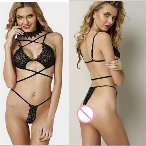 Sexy Three-point Sexy Lace lingerie bikini Set Sexy Night Sleepwear Push Up Bra G-string Thongs Bikini Sets Women Bathing Suit