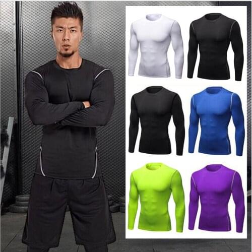Sports Suit Tights Mens Fitness Running Basketball Training Long-sleeve Quick-drying Plus Cashmere Autumn and Winter Wear