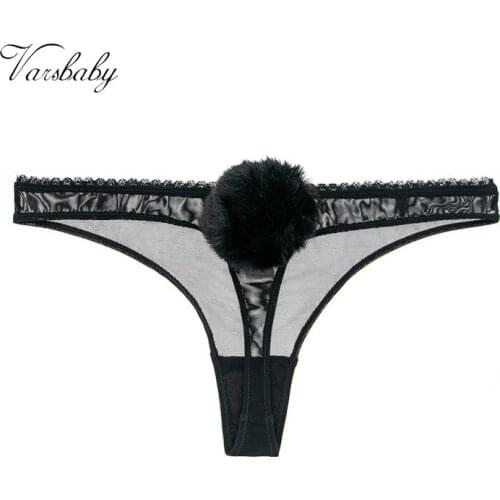 Varsbaby bunny tail thongs womens Sexy Lace panties low-waist thong 3 PCS /Lot