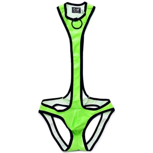 Mans underwear underpants sexy gay thongs shiny imitation leather lingerie jockstrap men bodysuit sissy string homme tanga