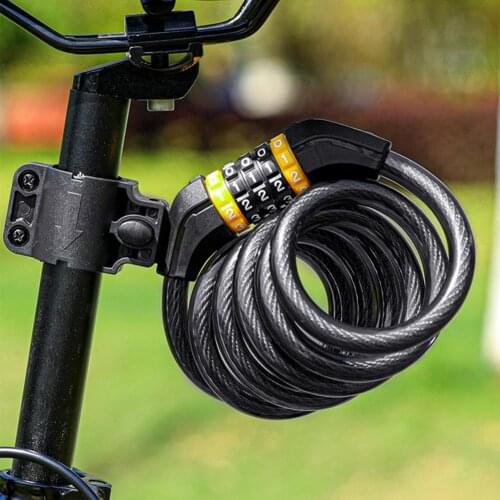 Bike Coded Lock Adjustable Portable Waterproof Bicycle 5 Digit Anti Theft Lock Road Bicycle Bar Wire Anti-Theft Password Lock