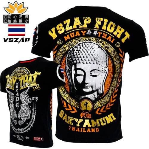 VSZAP Shakyamuni fighting muay Thai boxing MMA fighting Boxing shirts for short sleeve T-shirt male fitness muscle free comba