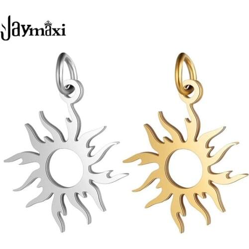 Jaymaxi Sun Charms Mirror Polished Gold Color Stainless Steel Jewelry Custom Made Sunshine Pendant 20Pieces/lot