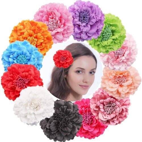 Fashion Girls Women Rose Core Bohemia Hairpins Peony Flowers Bows for Baay Girls Beach Holiday Clips