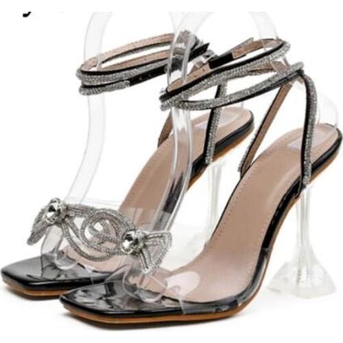 2021 Hot Women Gladiator Sandals Shoes Sexy White String Bead High Heels Sandals Summer Party Dress Shoes Buckles Womens Shoes