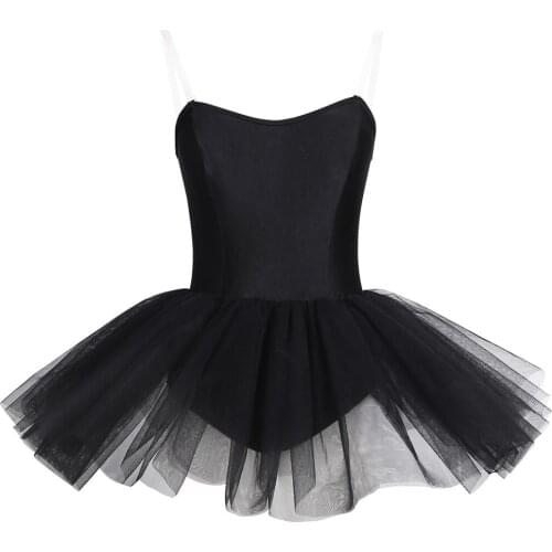 Women Professional Ballet Tutu Dress Black Swan Costume Built-in Bra Gymnastics Leotard Adult Stage Performance Dance Costume