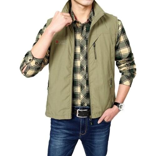 Spring Summer Tactical Vest Men Outdoor Fishing Photography Thin Waistcoat Back Detachable Mesh Gilet Homme Large Size M-4XL