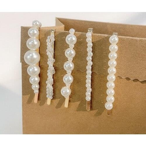 1pcs Handmade Pearls Hair Clips Pin for Women Fashion Geometric Flower Barrettes Headwear Girls Sweet Hairpins Hair Accessorie