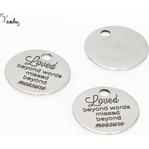 10pcs/lot Love charm Loved beyond words measure Stainless steel message Charm pendant 20mm