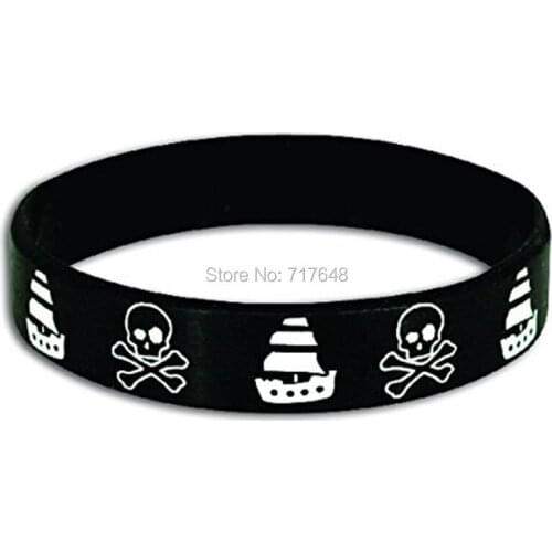 100pcs Pirate wristband silicone bracelets free shipping by epacket A