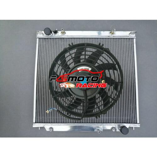 Aluminum Radiator & FAN For Mitsubishi Starwagon WA L400 PA4W 4G64 4D56 Delica 2.0/2.4/2.5L 1994-2005 AT/MT