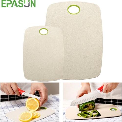 2pcs/Set Chopping Board Non-Slip Block Cutting Board Set Eco-Friendly Wheat Straw Kitchen Meat Fruit Food Vegetable Board Tools
