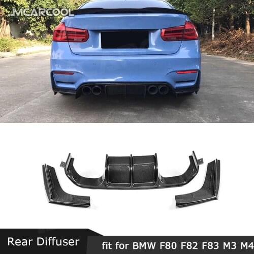 Carbon Fiber Material Car Rear Bumper Lip Spoiler Diffuser for BMW F80 M3 F82 M4 2014-2019 V Style 3PCS Auto Decorations