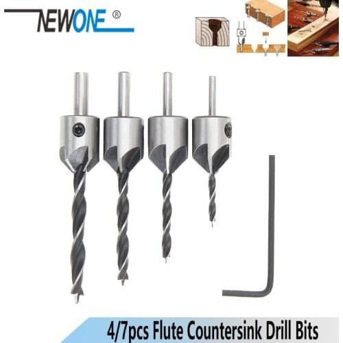 HCS 5 Flute Countersink Drill Bit Set Screw Woodworking Drill Press Set Reamer Screw Woo Tool 3-6mm