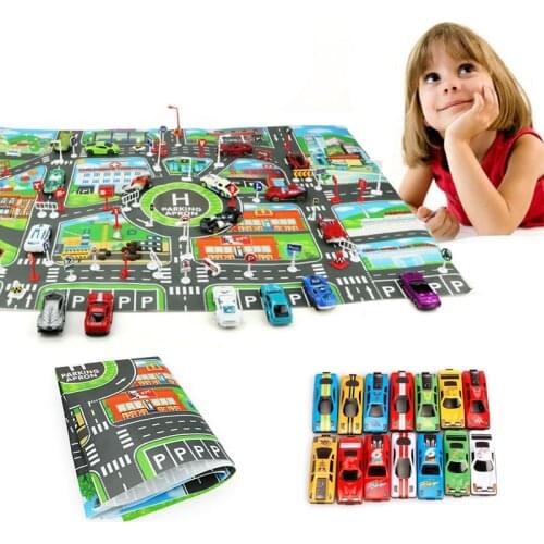 83*58cm Kids Map City Parking Lot Roadmap Alloy Car Model Toys Diy Childrens DIY City Parking Lot View Map Kids Toy Gift