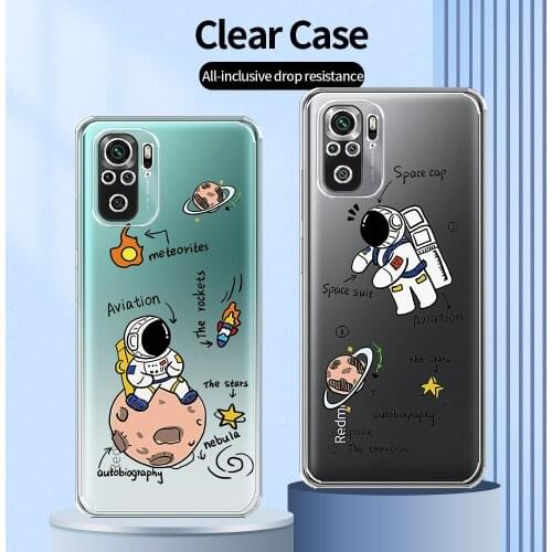 For Xiaomi Redmi Note 10 Case Transparent Case For Redmi Note 10 4G Astronaut Pattern Cover For Redmi Note 10 Clear Phone Fundas