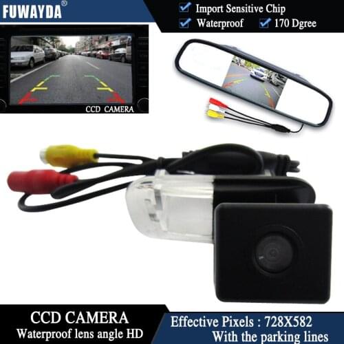 FUWAYDA Color CCD Chip Car Rear View Camera for Mercedes-Benz B200 A-class W169 B-Class T245 + 4.3 Inch rearview Mirror Monitor