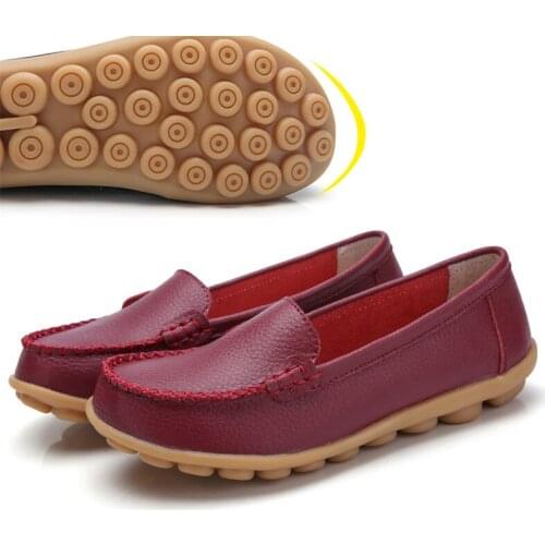 Calfskin Ladies Car Driving Shoes Breathable Non-Slip Shallow Mouth Beef Tendon Bottom Low Help Doctor And Nurse Casual Pea Shoe