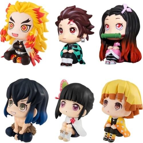 Demon Slayer Anime Figurine Kamado Tanjirou Agatsuma Zenitsu Hashibira Inosuke Figure Rengoku Shinjurou Figures Model Toys Set