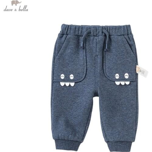 DBS18444-2 dave bella autumn baby boys fashion cartoon pockets pants children full length kids boy pants infant toddler trousers