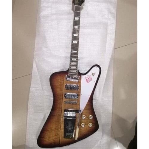 Shaped 6 string electric guitar, tiger pattern body, 3 pieces pick-up, silver fittings, free shipping, customizable