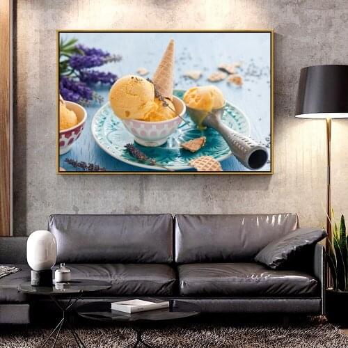 Forbeauty Oil Canvas Painting ice_cream_cone_lavender_dessert For Home Decoration Wall Art