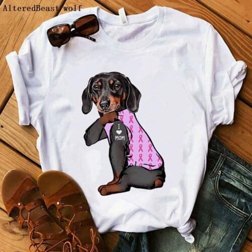 Dachshund I Love Mom T-shirt Women Harajuku Summer Mama Dog T Shirt Female Hip Hop 2021 Short Sleeve Tshirt Clothes