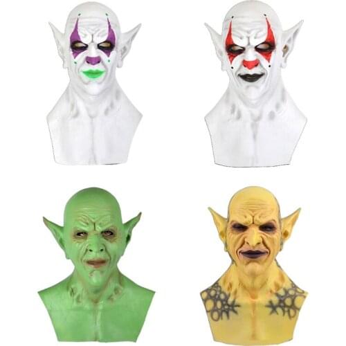 Halloween Scary Imp Demon Full Head Mask Horror Clown Elf Devil Latex Creepy Headgear Cosplay Costume Accessories