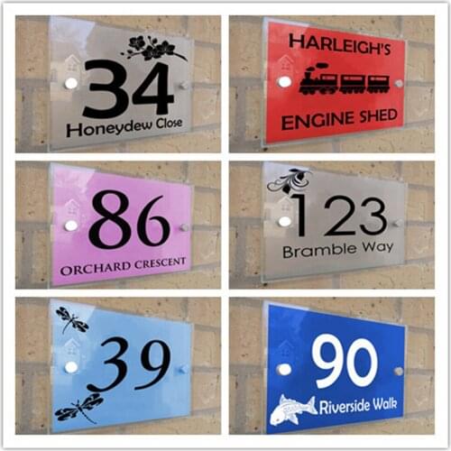 Customized Acrylic House Number Address Street Name Plaques Multiple Colors Animal Designs A4