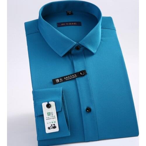 Quality Classic Bamboo Fiber Men Dress Shirt Solid Soft Non Iron Mens Social Tops Shirts Button Office Easy Care (Regular Fit)