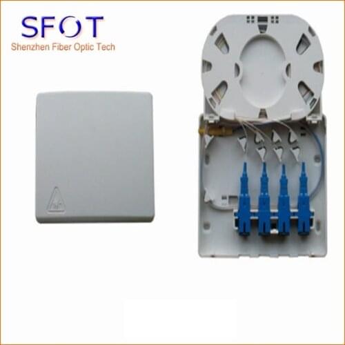 4-port terminal Box, with 4pcs SC/UPC pigtails and 4pcs SC/UPC adaptor installed