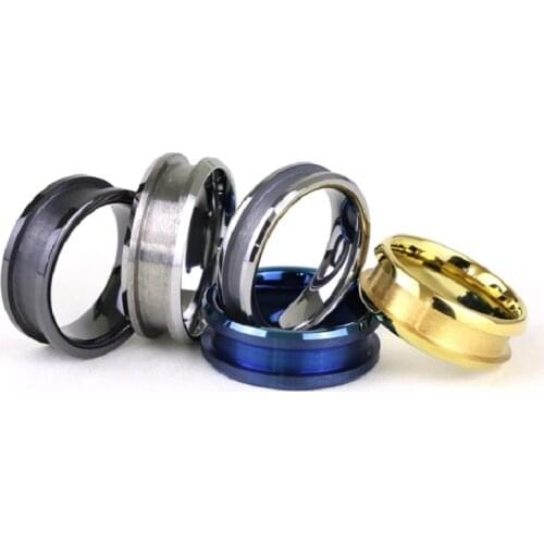 Customized Wholesale Tungsten Carbide Blank Ring for Inlay Jewelry Cores Blue Black Gold Silver Color
