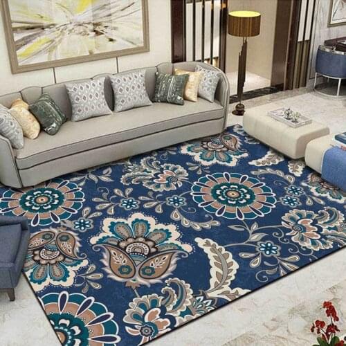 European Style Bedroom Bedside Area Rugs Ethnic Floral Living Room Sofa Table Non-Slip Floor Mat Kitchen Hallway Bathroom Carpet