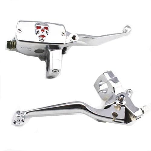Motorcycle 1" 25mm 14mm Bore Skull Universal Handlebar Brake Master Cylinder & Clutch Lever New