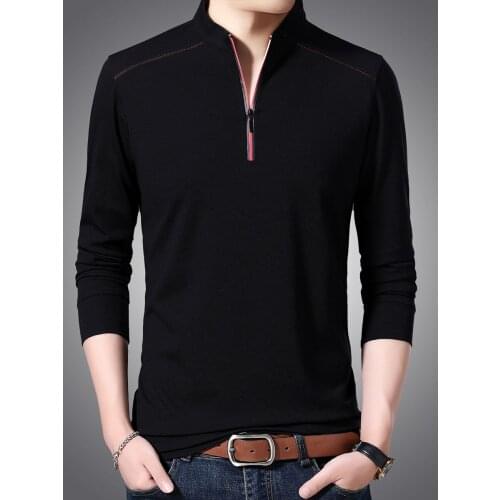 New Arrival Spring Autumn Fashion Design Zipper Mens Polo Shirt Solid Color Male Slim Casual Zipper Long Sleeve Polo Shirts