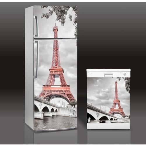 Fridge Sticker Hot Pairs Building Refrigerator Dishwasher Door Wrap Kitchen Wallpaper Accessories Modern 3d Wall Stickers