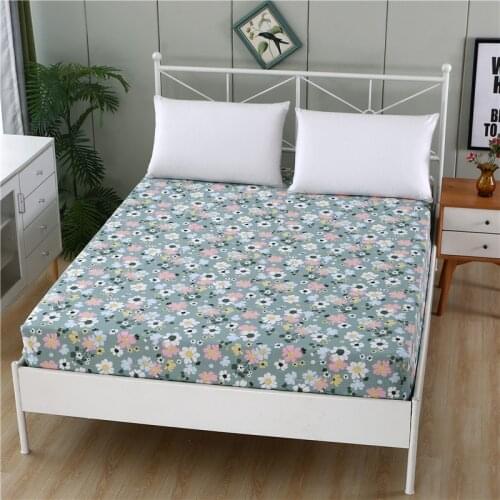 LAGMTA 1pc 100% cotton fitted sheet plant cartoon plaid mattress cover Four Corners With Elastic band bed sheet can be customiza