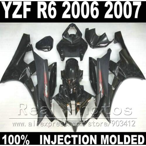 NEW plastic parts for YAMAHA R6 fairing kit 06 07 Injection molding matte and glossy black 2006 2007 YZF R6 fairings
