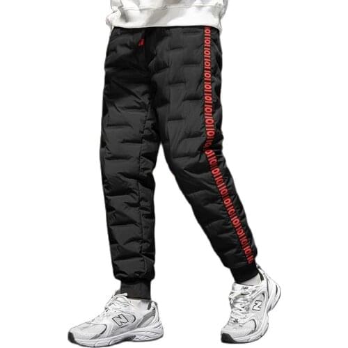 ANSZKTN new style Men White Duck Down Pants Winter Thick Warm Slim Elastic Waist Scratchproof Windproof Trousers Skiing Camping