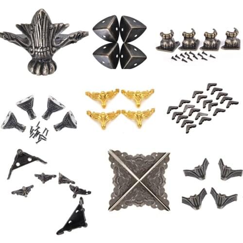 Wholesale 4 Pcs/lot Antique Brass Jewelry Gift Box Wood Case Decorative Feet Leg Corner Protector DIY Craft top Quality