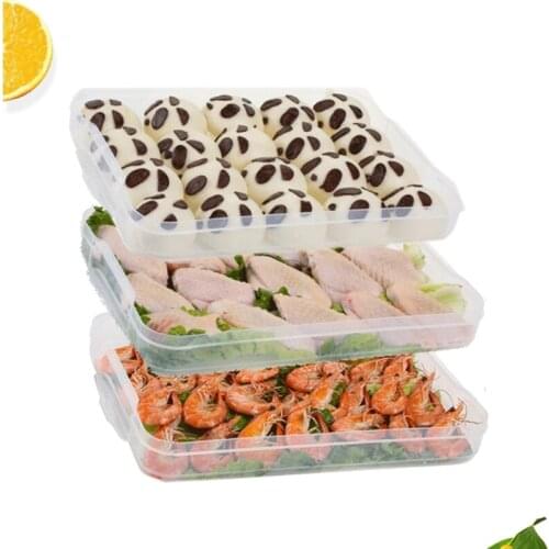 Rectangular Refrigerator Food Storage Box Organizer Fresh Box Dumplings Vegetable Egg Holder Stackable Organization Kitchen GXMA